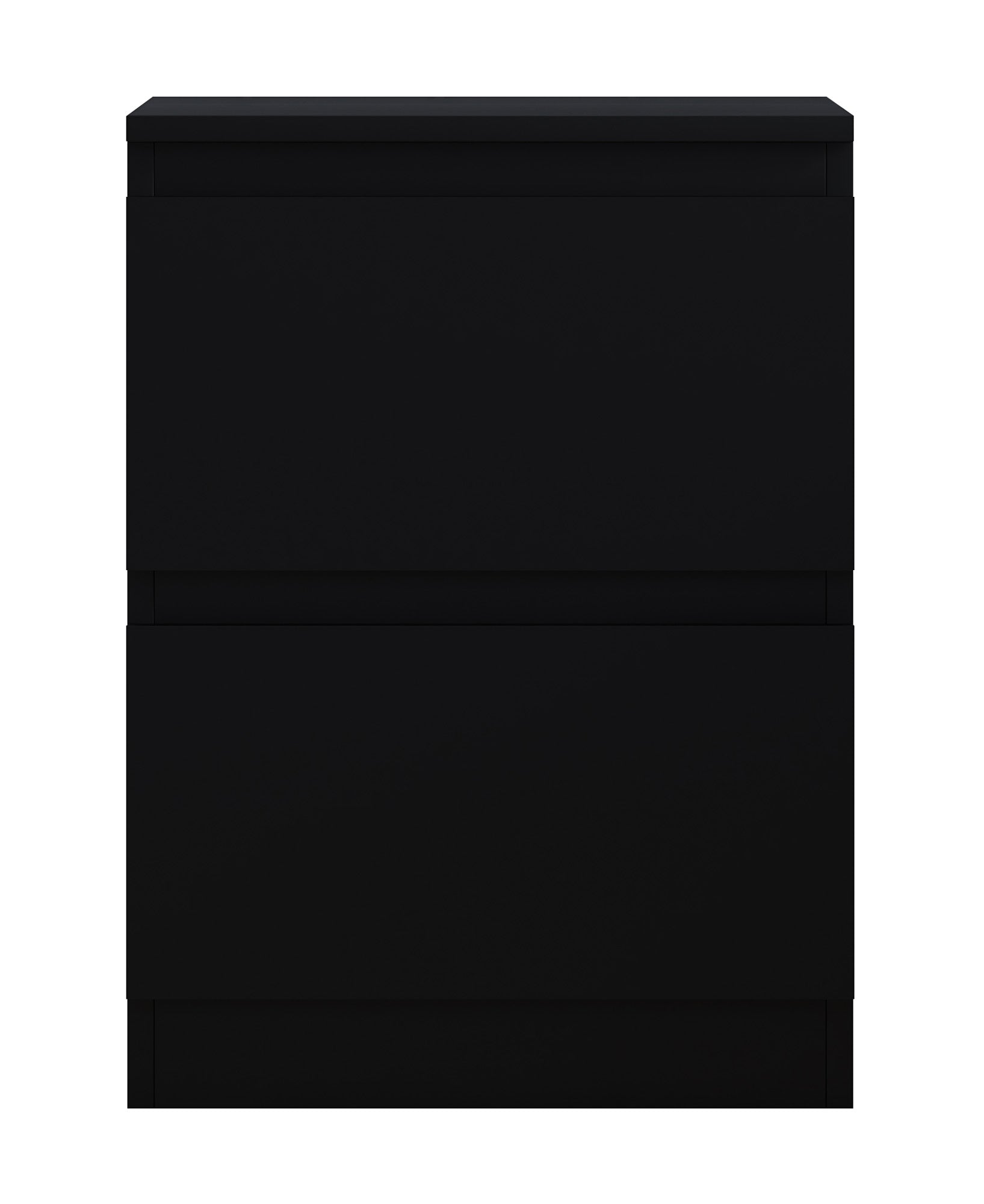 FWStyle Carlton 2 Drawer Bedside Nightstand - Matt Black