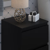 FWStyle Carlton 2 Drawer Bedside Nightstand - Matt Black