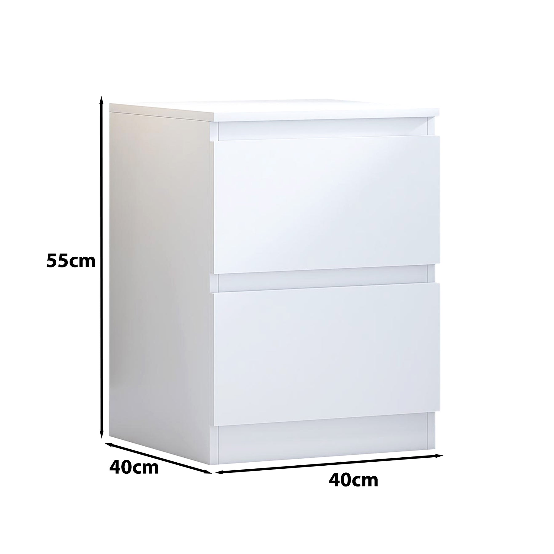 FWStyle Carlton 2 Drawer Bedside Nightstand - Matt White