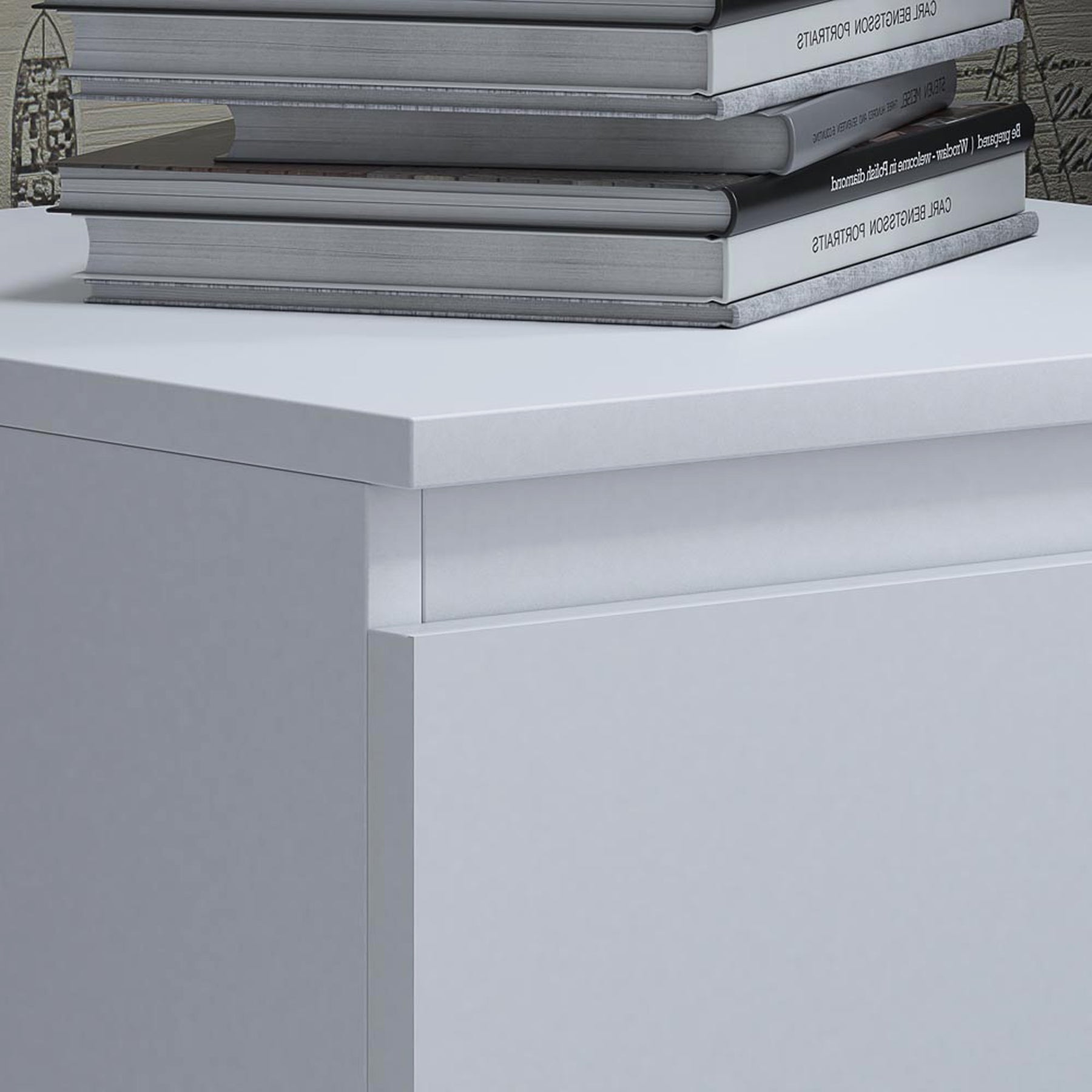 FWStyle Carlton 2 Drawer Bedside Nightstand - Matt White