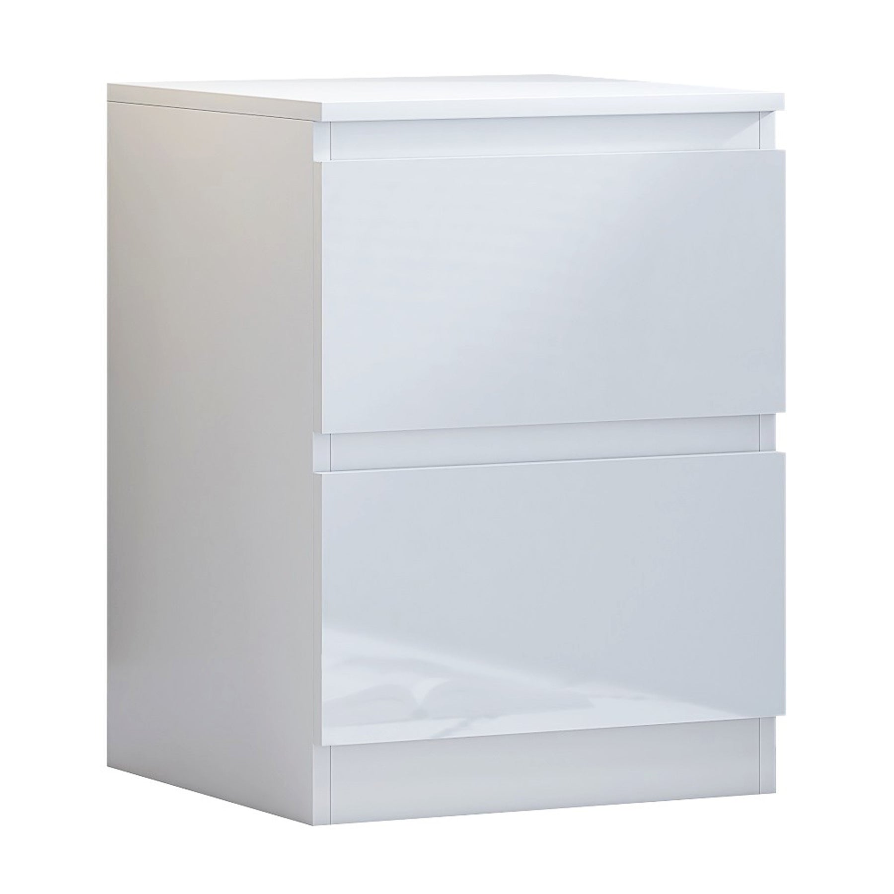FWStyle Carlton 2 Drawer Bedside Nightstand - White Gloss Front