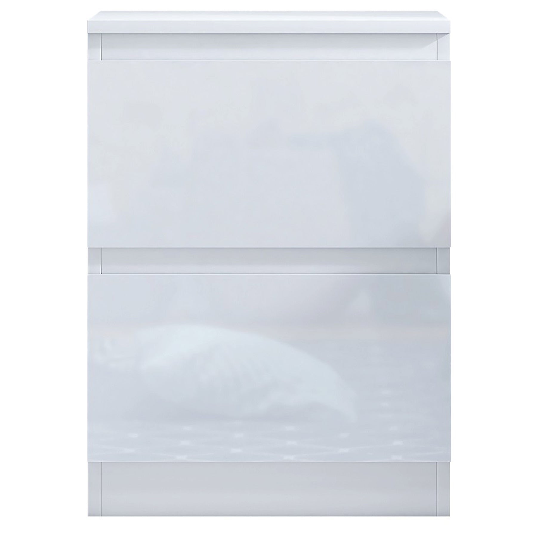 FWStyle Carlton 2 Drawer Bedside Nightstand - White Gloss Front