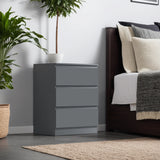 FWStyle Carlton 3 Drawer Chest Of Drawers - Matt Dark Grey