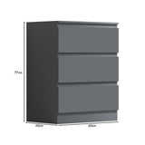 FWStyle Carlton 3 Drawer Chest Of Drawers - Matt Dark Grey