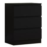 FWStyle Carlton 3 Drawer Chest Of Drawers - Matt Black
