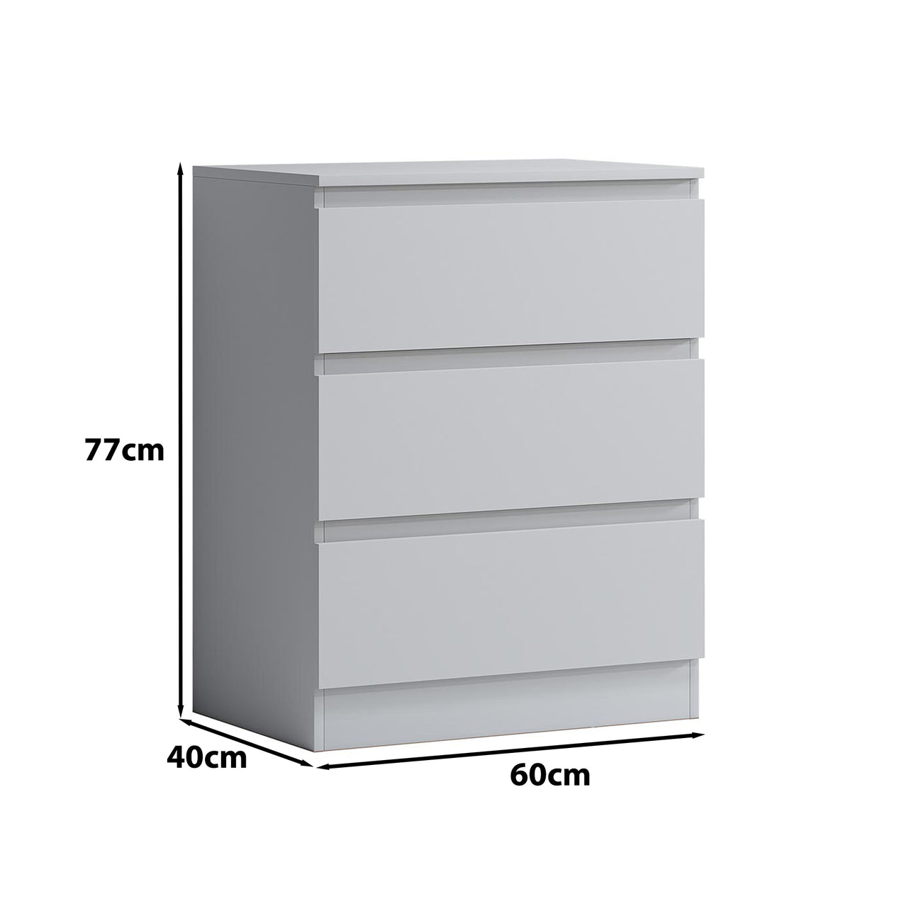 FWStyle Carlton 3 Drawer Chest Of Drawers - Matt White