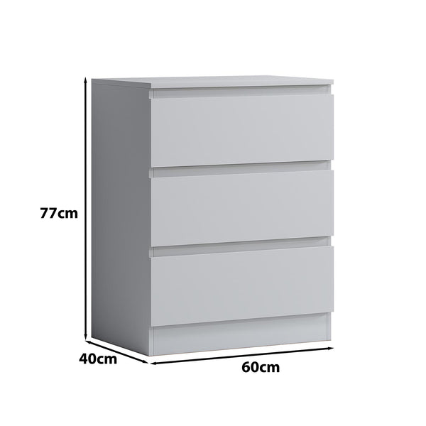 FWStyle Carlton 3 Drawer Chest Of Drawers - Matt White