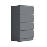 FWStyle Carlton 4 Drawer Slim Tallboy Chest of Drawers Matt Dark Grey