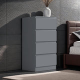 FWStyle Carlton 4 Drawer Slim Tallboy Chest of Drawers Matt Dark Grey