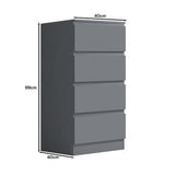 FWStyle Carlton 4 Drawer Slim Tallboy Chest of Drawers Matt Dark Grey