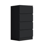 FWStyle Carlton 4 Drawer Slim Tallboy Chest of Drawers Matt Black