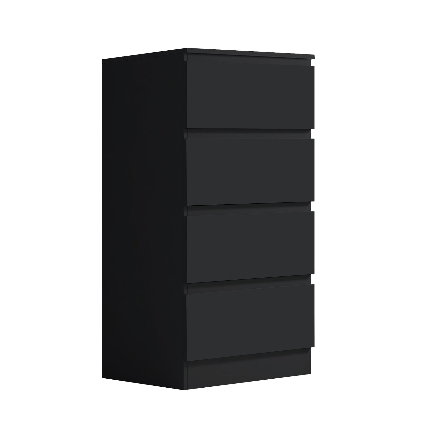 FWStyle Carlton 4 Drawer Slim Tallboy Chest of Drawers Matt Black