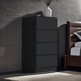 FWStyle Carlton 4 Drawer Slim Tallboy Chest of Drawers Matt Black