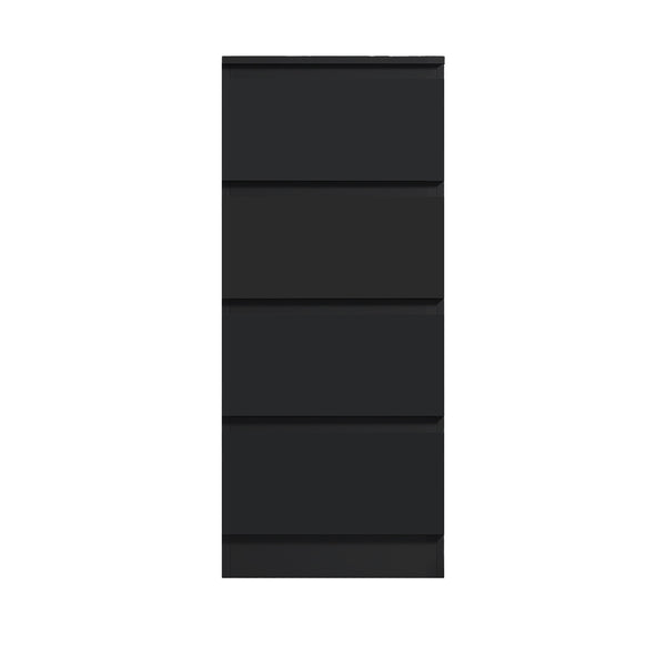 FWStyle Carlton 4 Drawer Slim Tallboy Chest of Drawers Matt Black