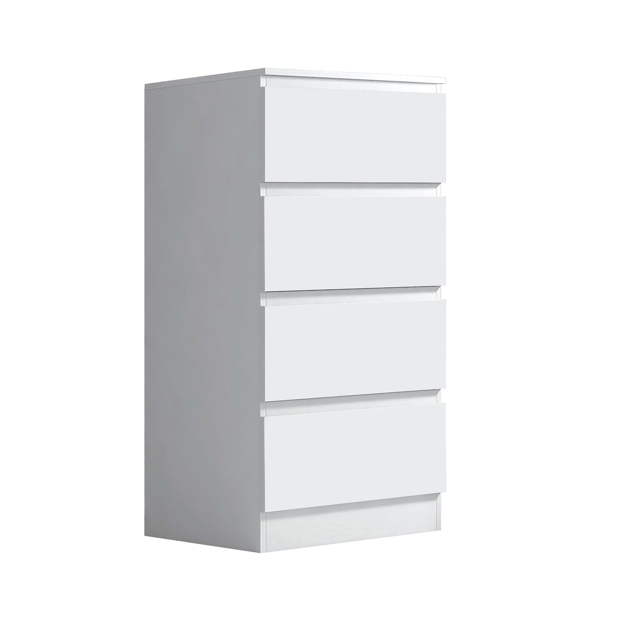 FWStyle Carlton 4 Drawer Slim Tallboy Chest of Drawers Matt White