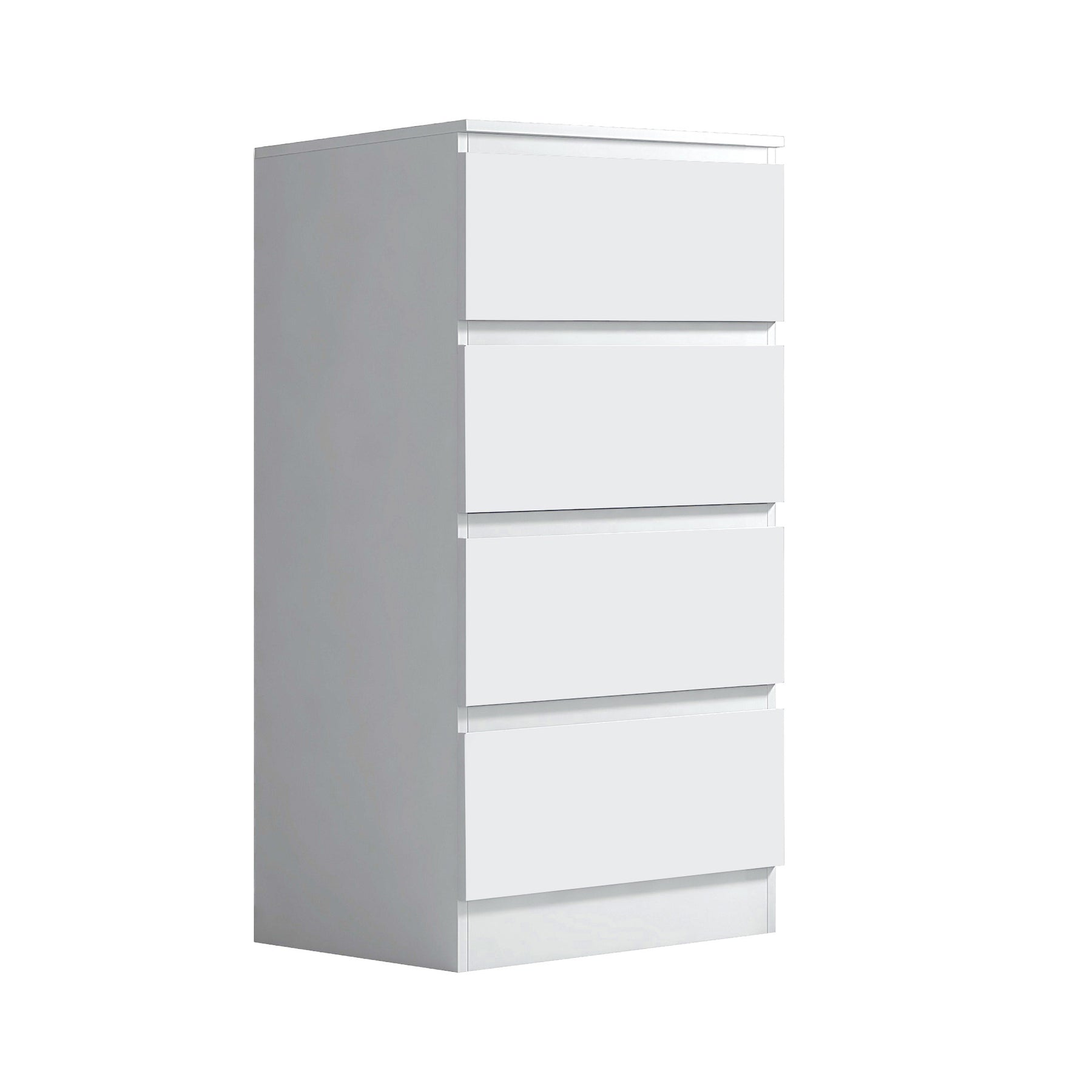 FWStyle Carlton 4 Drawer Slim Tallboy Chest of Drawers Matt White
