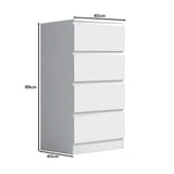 FWStyle Carlton 4 Drawer Slim Tallboy Chest of Drawers Matt White