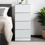 FWStyle Carlton 4 Drawer Slim Tallboy Chest of Drawers Matt White