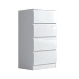 FWStyle Carlton 4 Drawer Slim Tallboy Chest of Drawers White Gloss