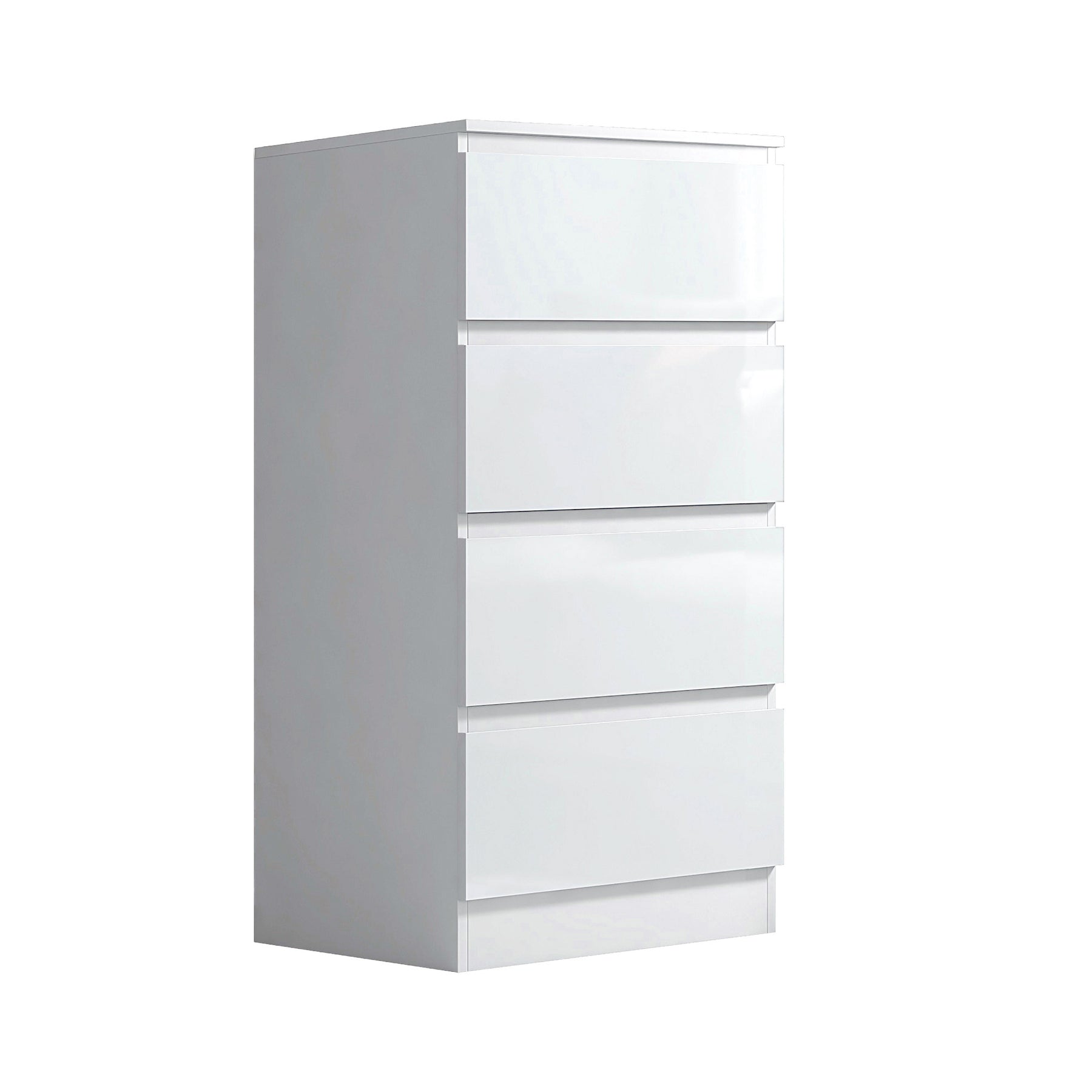 FWStyle Carlton 4 Drawer Slim Tallboy Chest of Drawers White Gloss