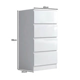 FWStyle Carlton 4 Drawer Slim Tallboy Chest of Drawers White Gloss