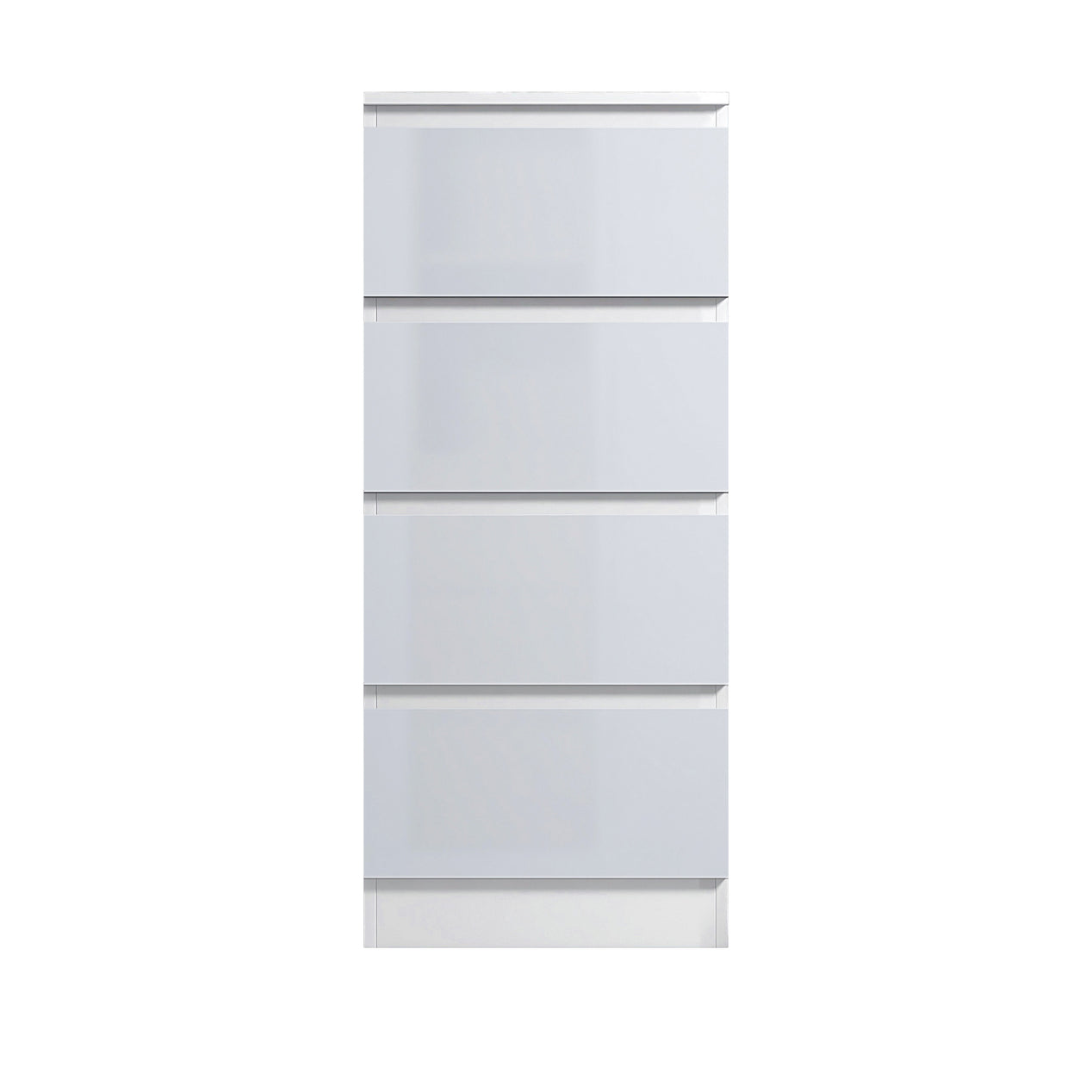 FWStyle Carlton 4 Drawer Slim Tallboy Chest of Drawers White Gloss