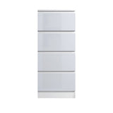 FWStyle Carlton 4 Drawer Slim Tallboy Chest of Drawers White Gloss