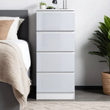 FWStyle Carlton 4 Drawer Slim Tallboy Chest of Drawers White Gloss