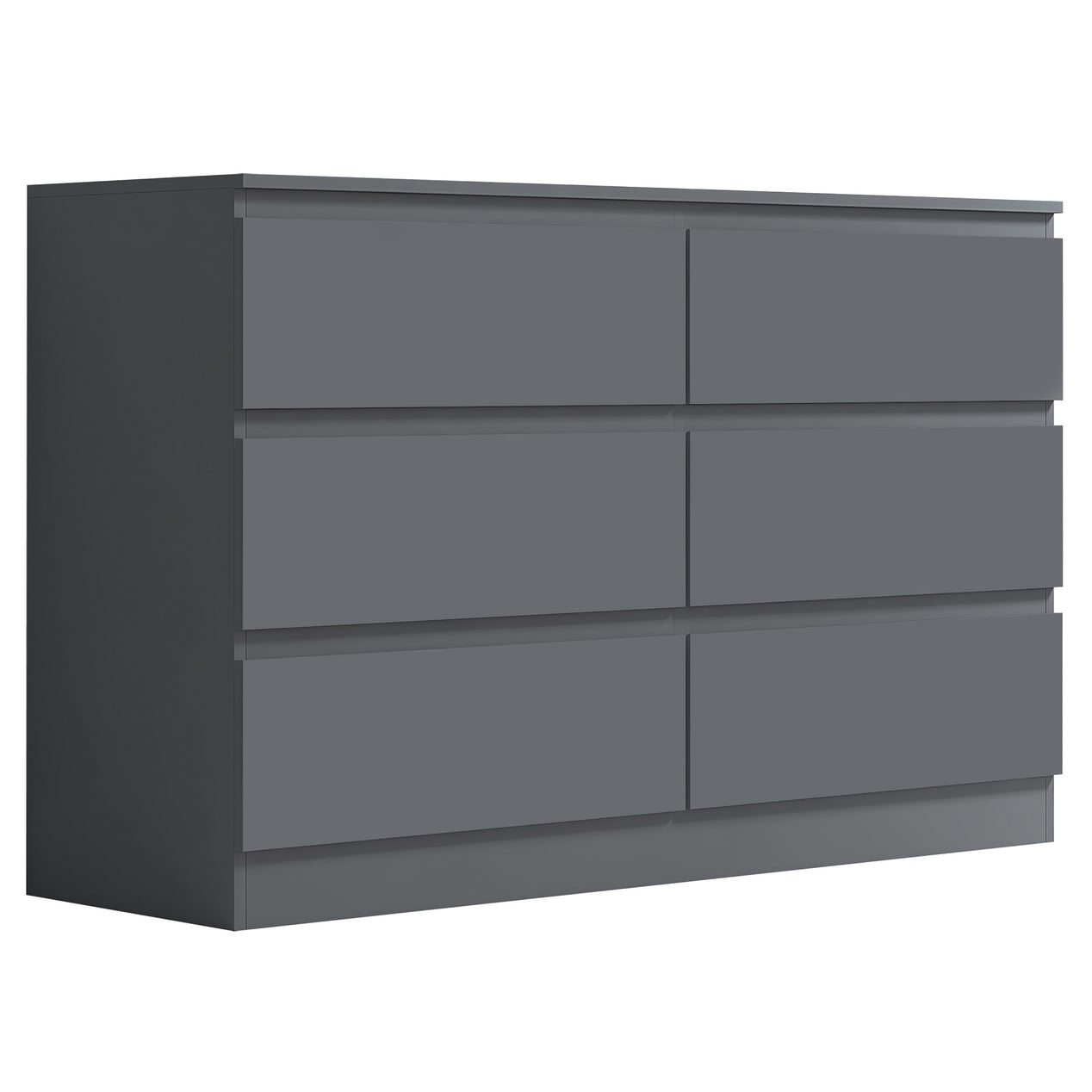 FWStyle Carlton 6 Drawer Wide 3+3 Chest of Drawers - Matt Dark Grey