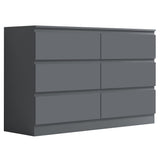 FWStyle Carlton 6 Drawer Wide 3+3 Chest of Drawers - Matt Dark Grey