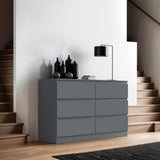 FWStyle Carlton 6 Drawer Wide 3+3 Chest of Drawers - Matt Dark Grey