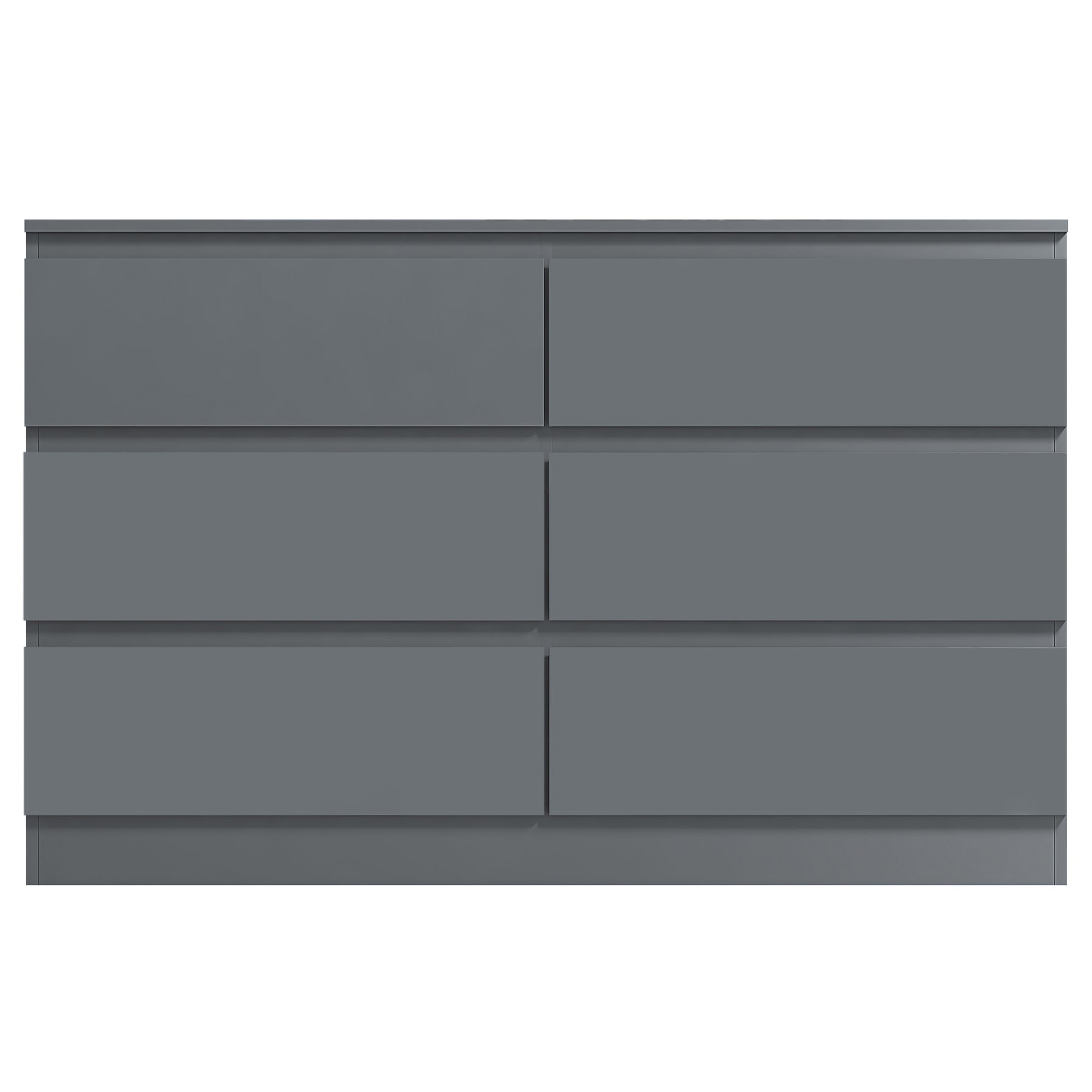 FWStyle Carlton 6 Drawer Wide 3+3 Chest of Drawers - Matt Dark Grey