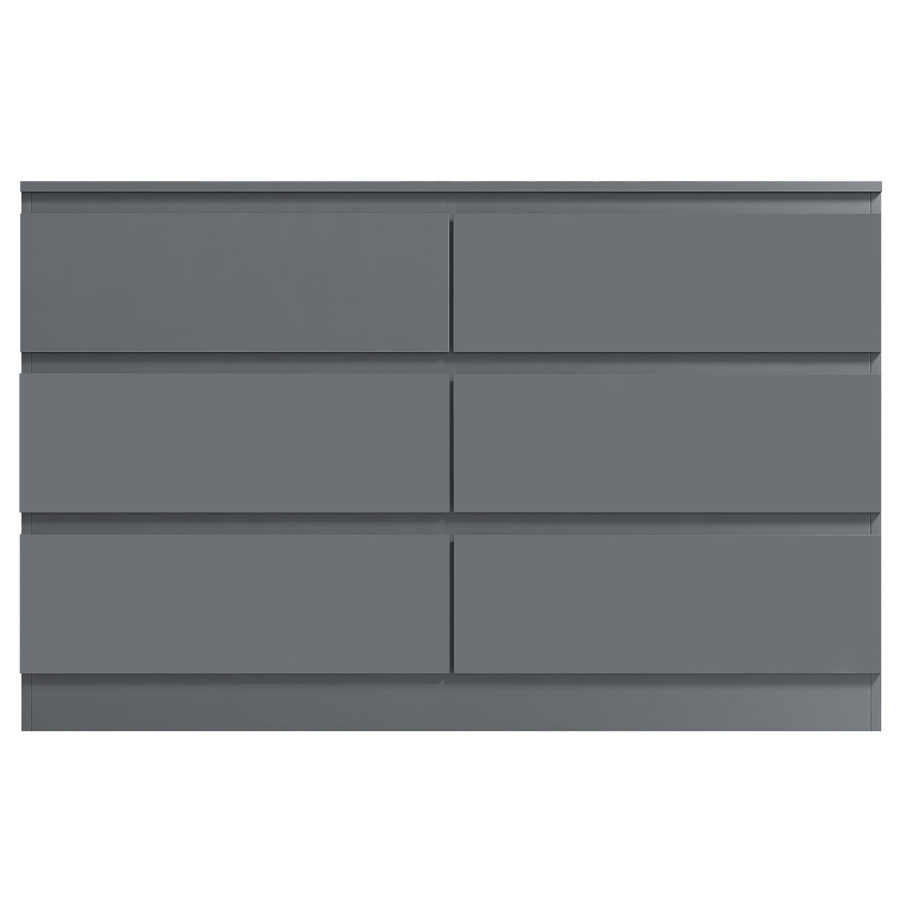 FWStyle Carlton 6 Drawer Wide 3+3 Chest of Drawers - Matt Dark Grey