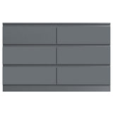 FWStyle Carlton 6 Drawer Wide 3+3 Chest of Drawers - Matt Dark Grey