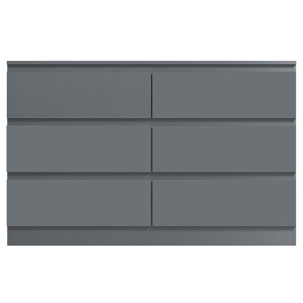 FWStyle Carlton 6 Drawer Wide 3+3 Chest of Drawers - Matt Dark Grey