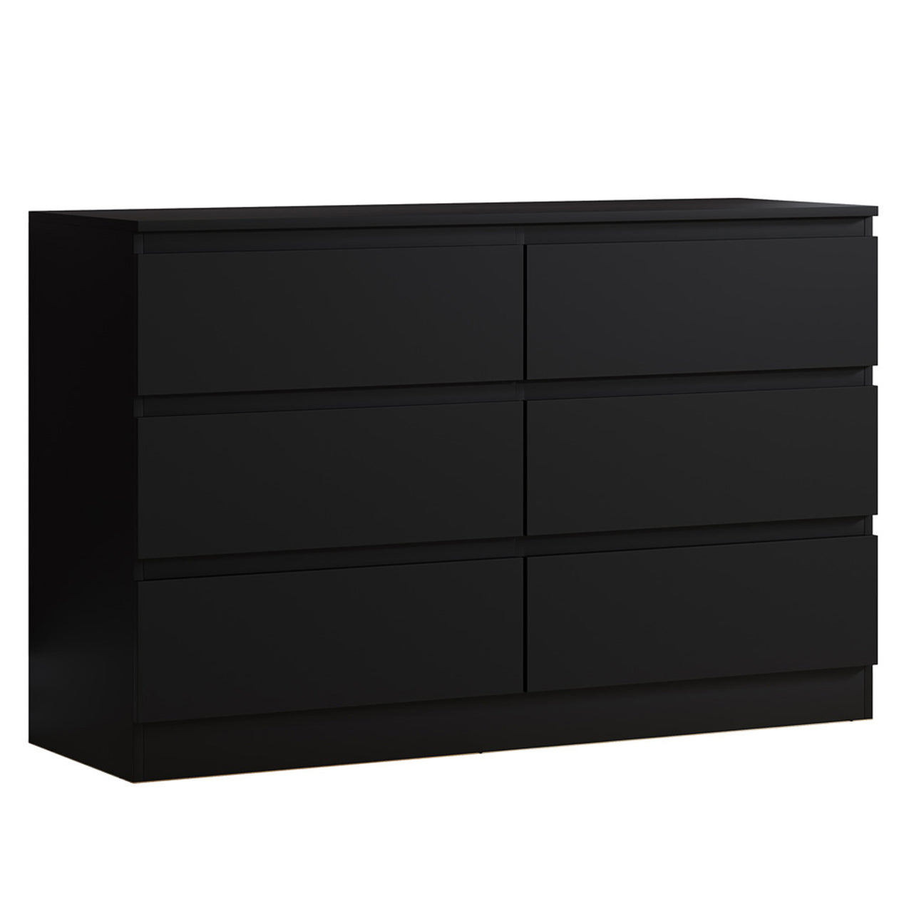 FWStyle Carlton 6 Drawer Wide 3+3 Chest Of Drawers - Matt Black