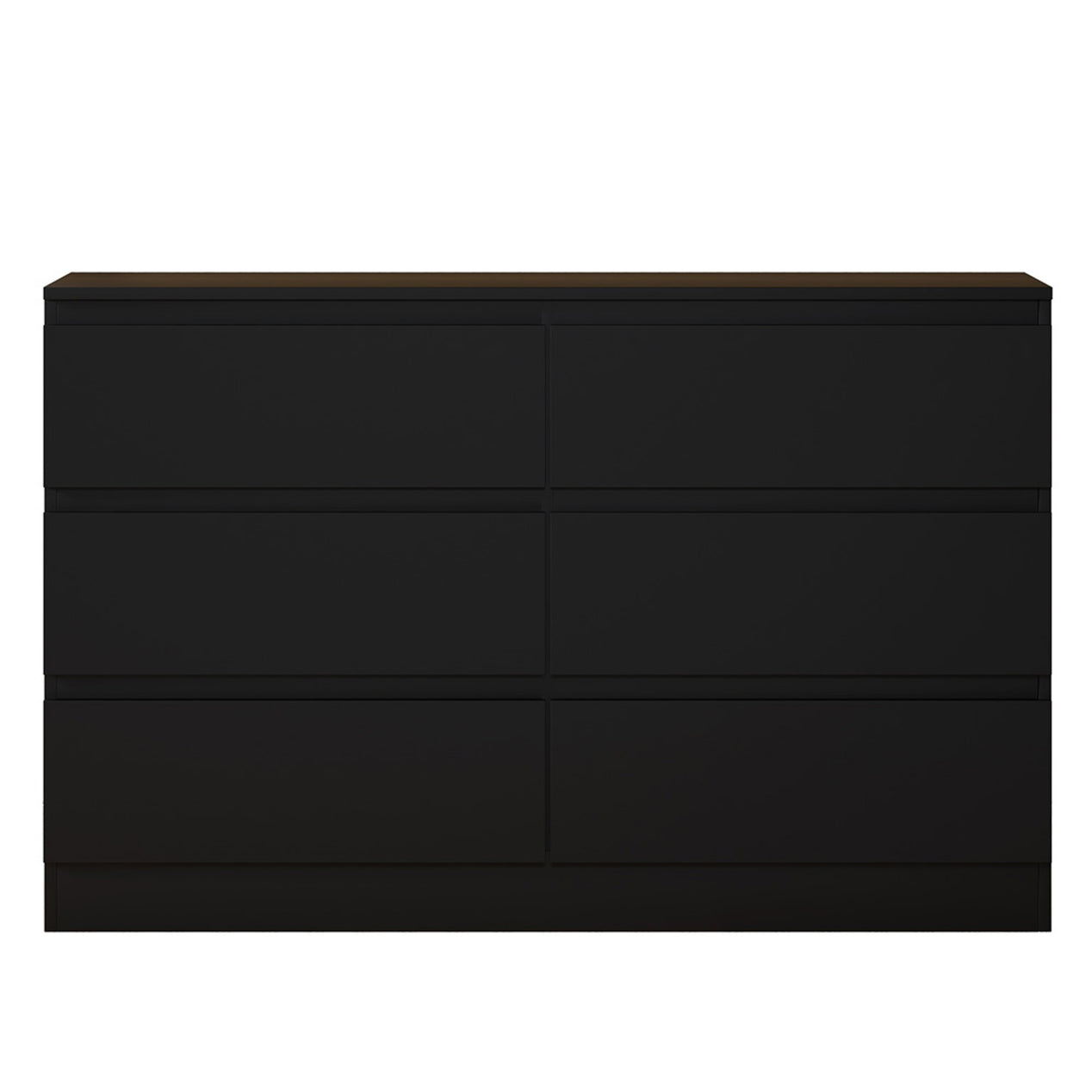 FWStyle Carlton 6 Drawer Wide 3+3 Chest Of Drawers - Matt Black