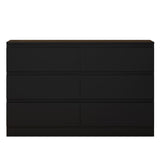FWStyle Carlton 6 Drawer Wide 3+3 Chest Of Drawers - Matt Black