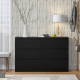 FWStyle Carlton 6 Drawer Wide 3+3 Chest Of Drawers - Matt Black