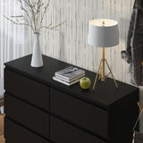 FWStyle Carlton 6 Drawer Wide 3+3 Chest Of Drawers - Matt Black
