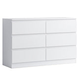FWStyle Carlton 6 Drawer Wide 3+3 Chest Of Drawers - Matt White