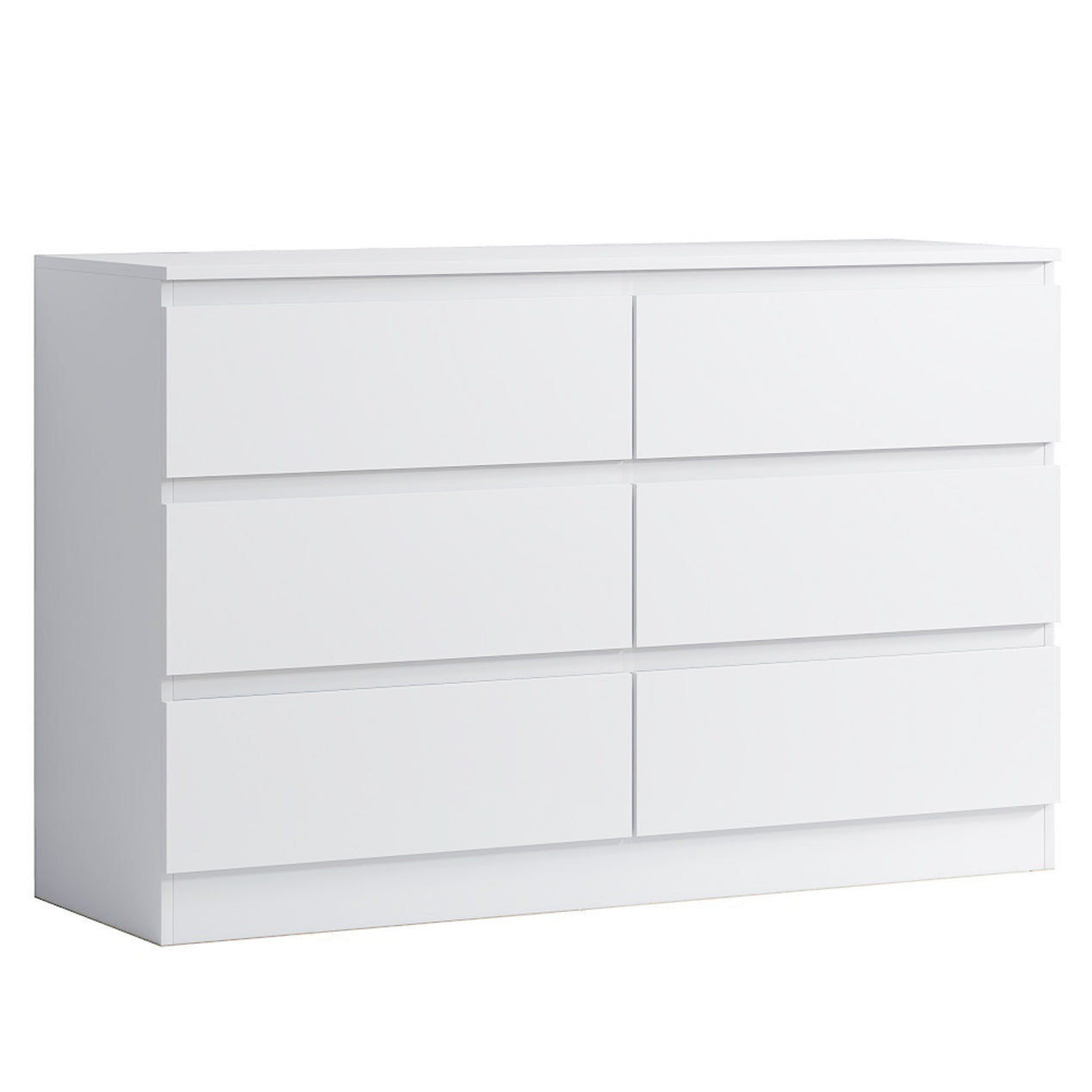 FWStyle Carlton 6 Drawer Wide 3+3 Chest Of Drawers - Matt White