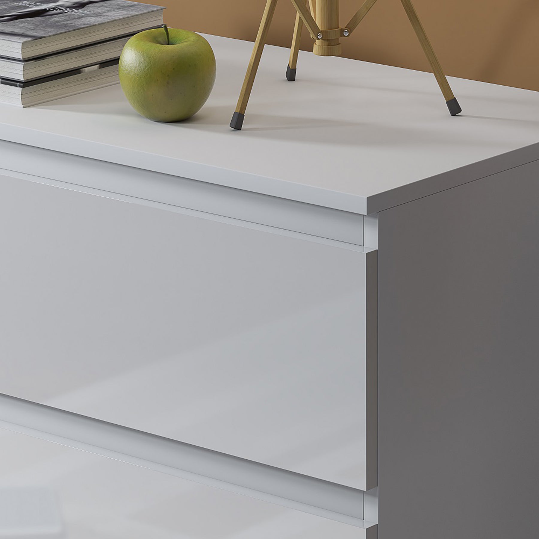 FWStyle Carlton 6 Drawer Wide 3+3 Chest Of Drawers - White Gloss Front