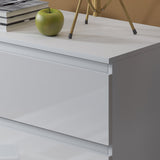 FWStyle Carlton 6 Drawer Wide 3+3 Chest Of Drawers - White Gloss Front