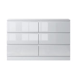 FWStyle Carlton 6 Drawer Wide 3+3 Chest Of Drawers - White Gloss Front