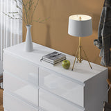 FWStyle Carlton 6 Drawer Wide 3+3 Chest Of Drawers - White Gloss Front