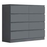 FWStyle Carlton 8 Drawer Wide 4+4 Chest of Drawers - Matt Dark Grey