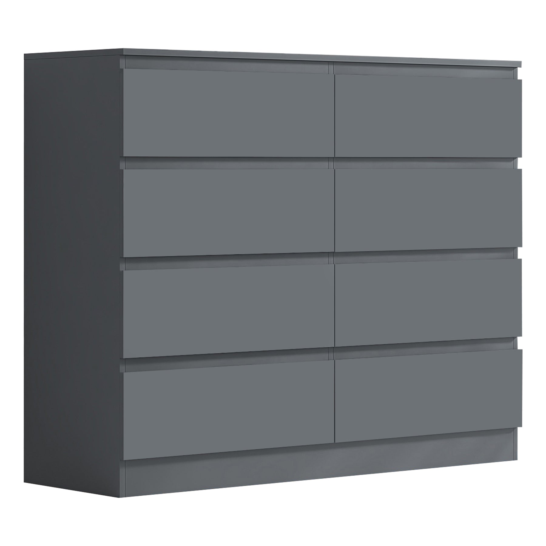 FWStyle Carlton 8 Drawer Wide 4+4 Chest of Drawers - Matt Dark Grey