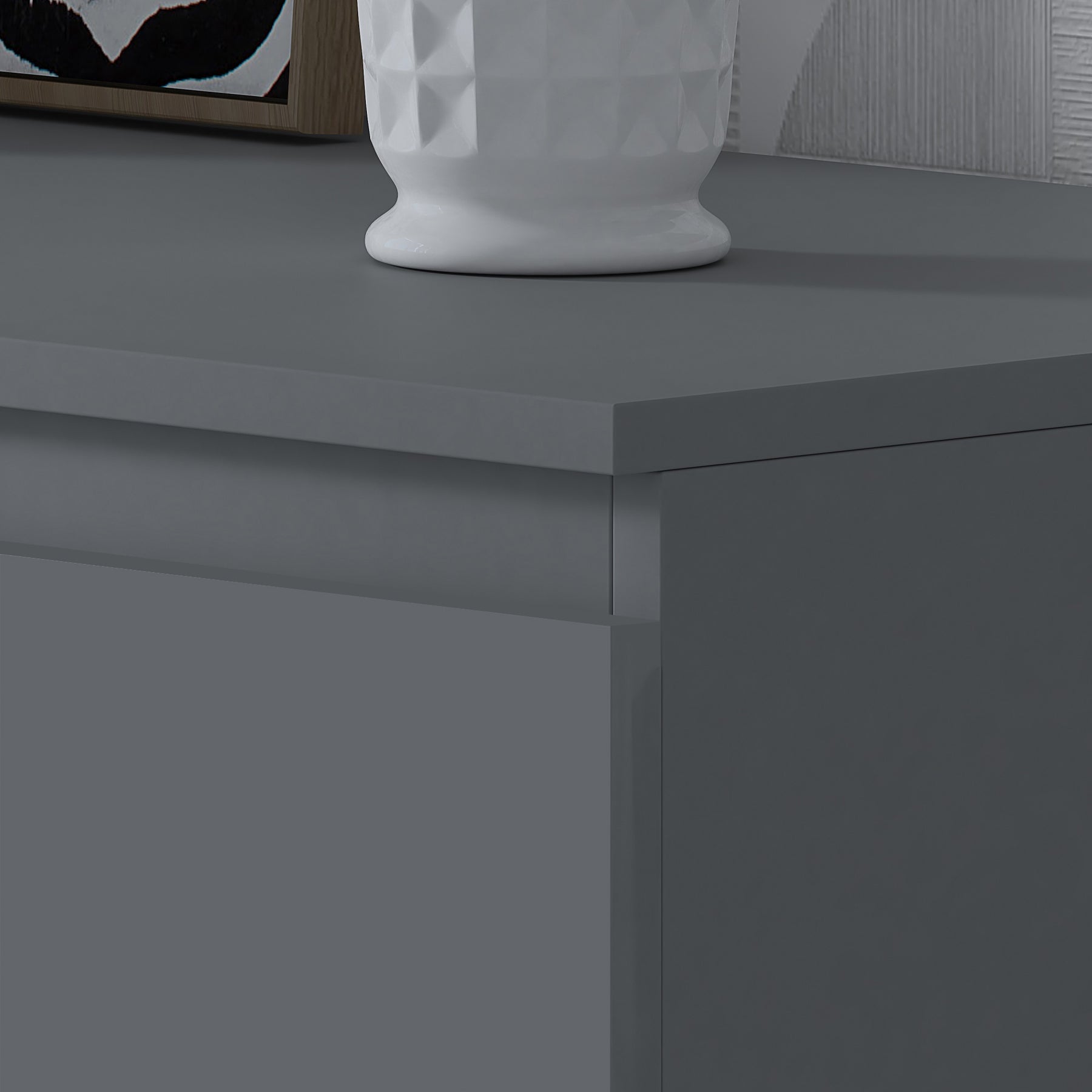 FWStyle Carlton 8 Drawer Wide 4+4 Chest of Drawers - Matt Dark Grey