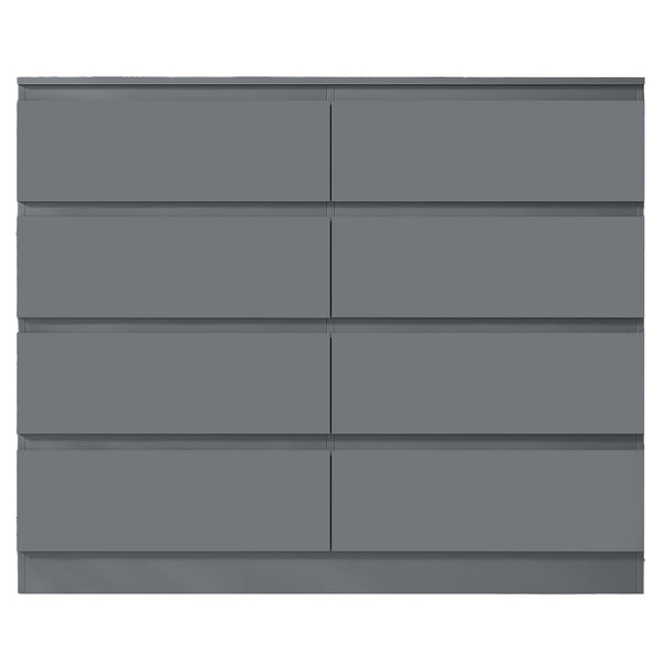 FWStyle Carlton 8 Drawer Wide 4+4 Chest of Drawers - Matt Dark Grey